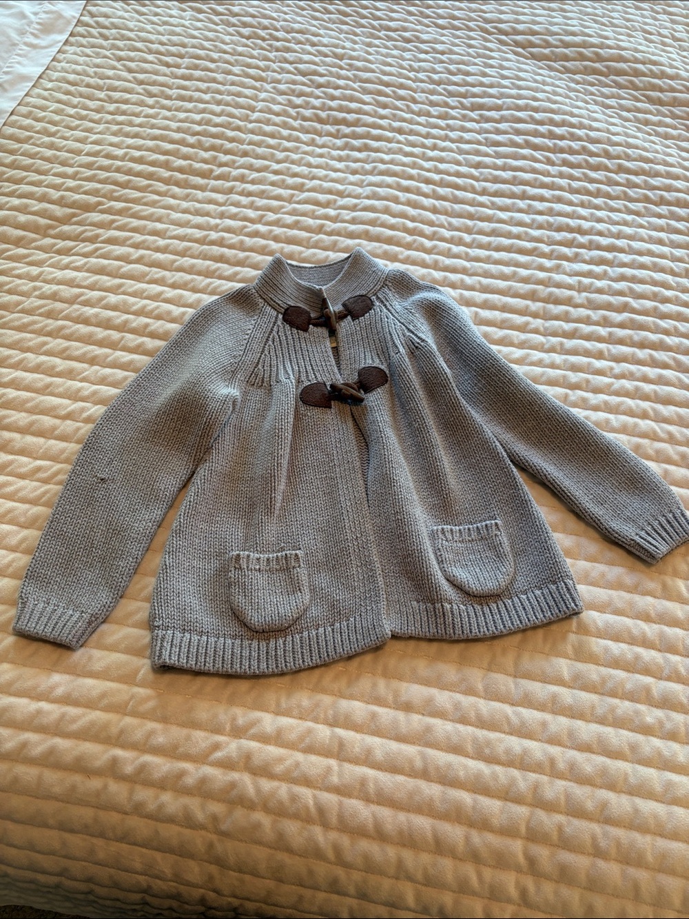 Oshkosh Cozy Light Gray Toggle Knit Sweater